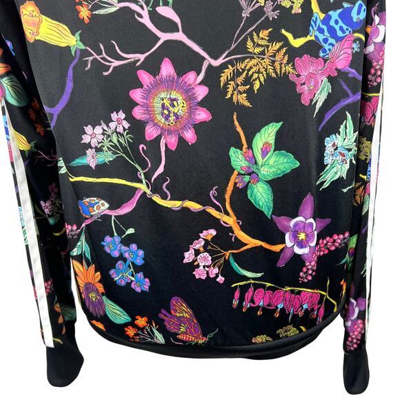 Adidas Poisonous Garden Track Jacket Sz Small Black Multi-Color Floral Frog Rare - Picture 11 of 12